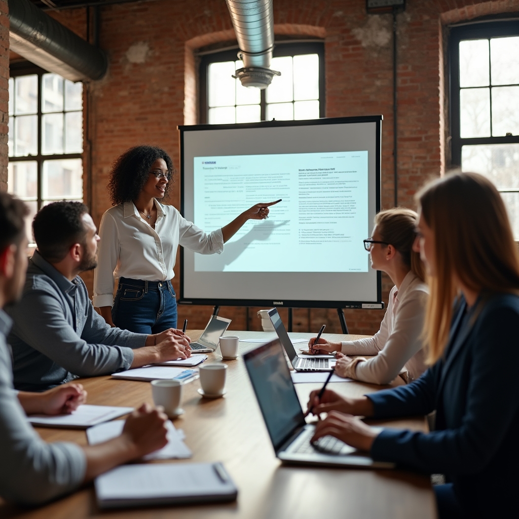 Sales team engaged in a commercial writing workshop session